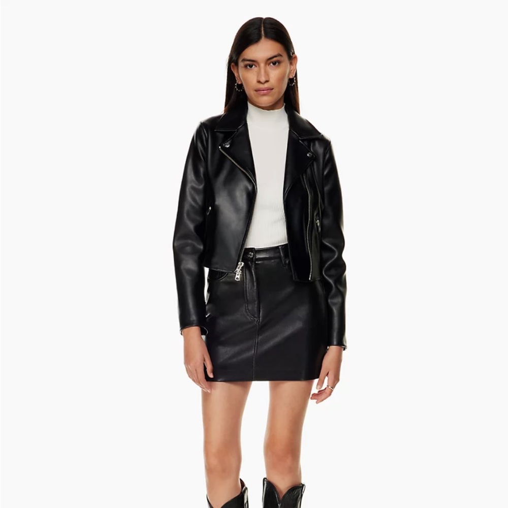 Aritzia Black Faux Leather Moto Jacket
